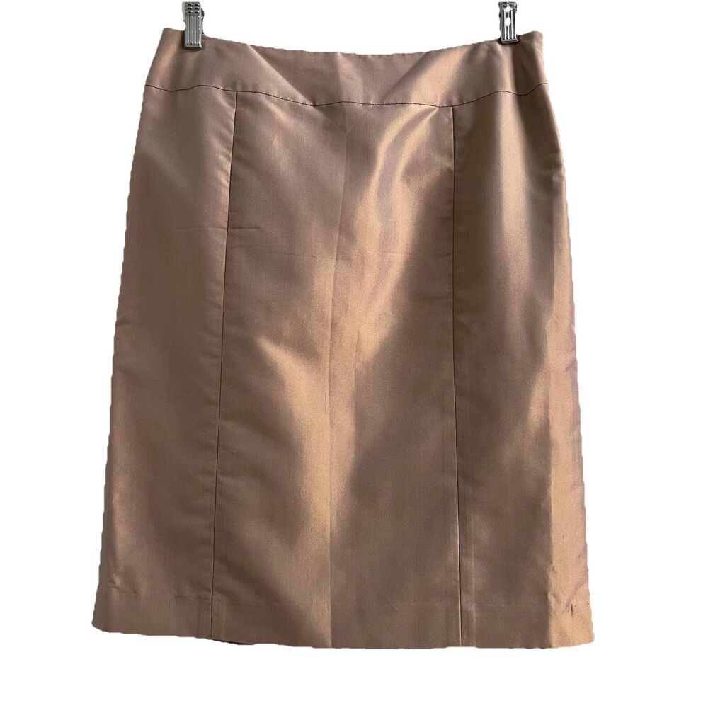 Lafayette 148 Gold Shimmer Silk Skirt Size 8 Work Office Career